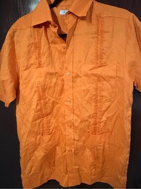Bundle 3 for $25. Men's Mojito Orange “Guayabera” Short-Sleeve Button-Down Shirt